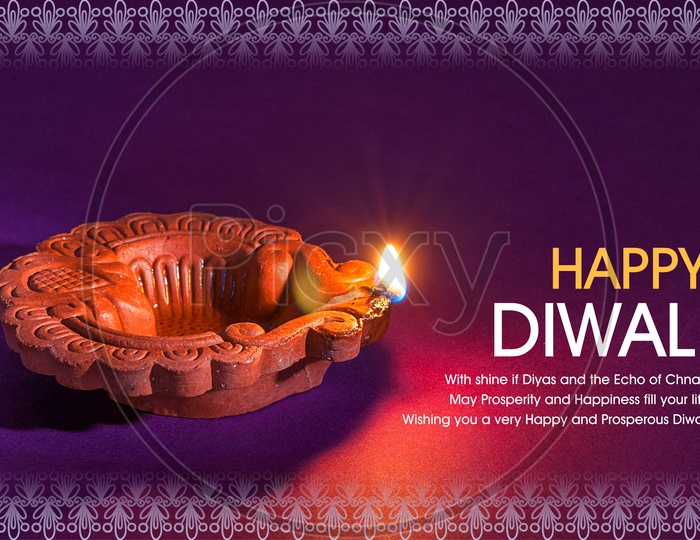 Happy Diwali Wishes Template with diya's