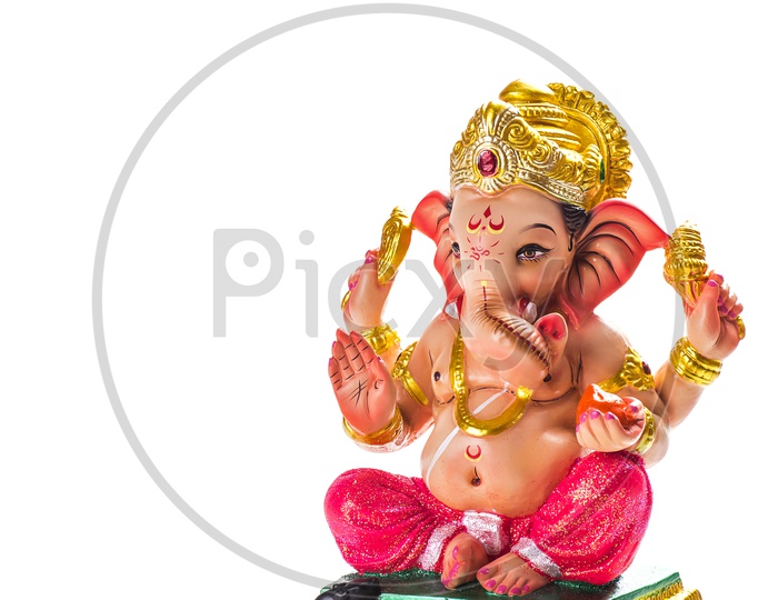 Lord Ganesh Idol on white background