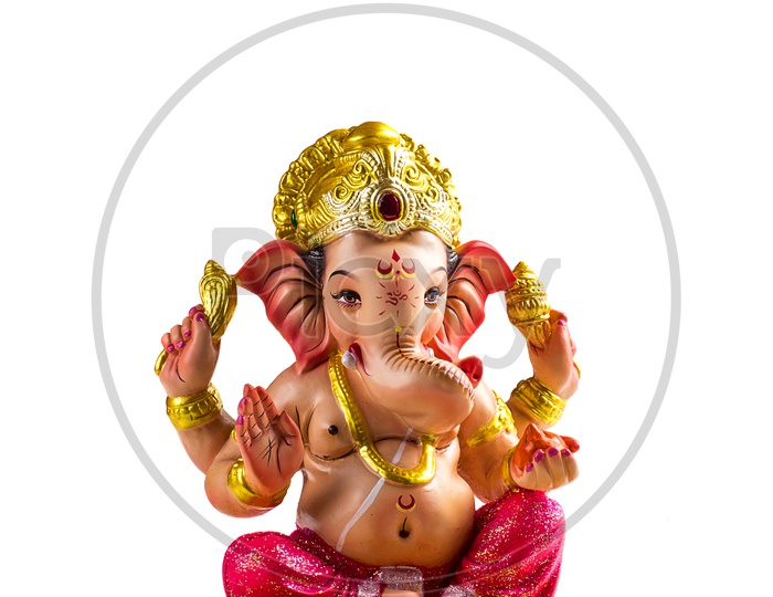 Lord Ganesh Idol on white background