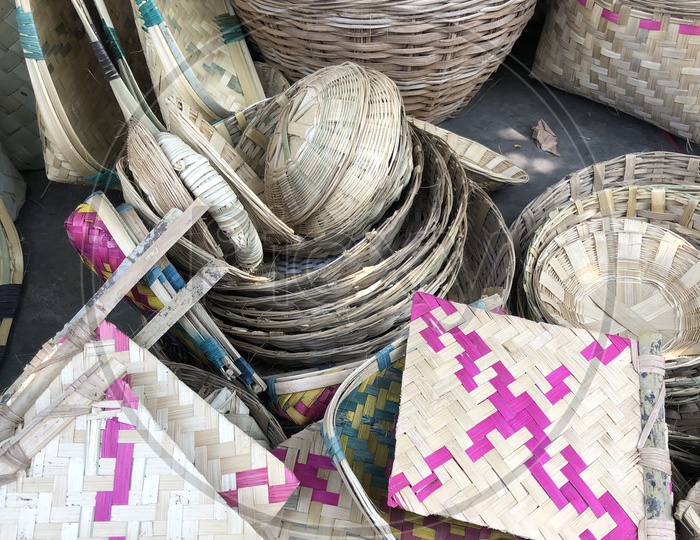 Bamboo Baskets and hand fans