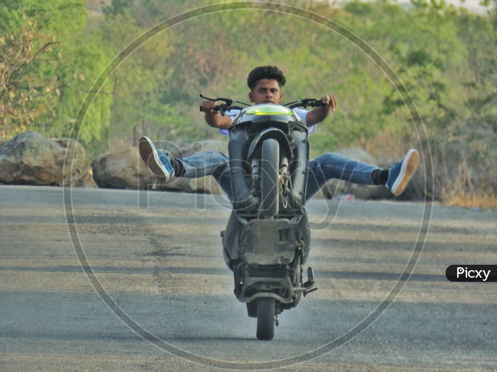 Motorcycle stunt riding