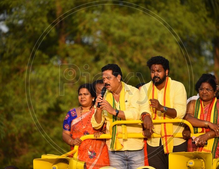 Harish Balayogi TDP MP candidate for Amalapuram constituency at an election campaign rally