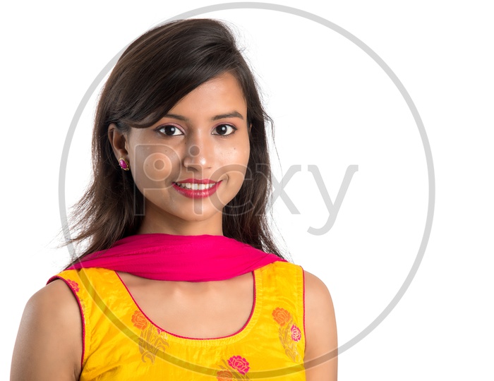 Portrait Of   a  Happy  Beautiful Indian Girl with Smile Face