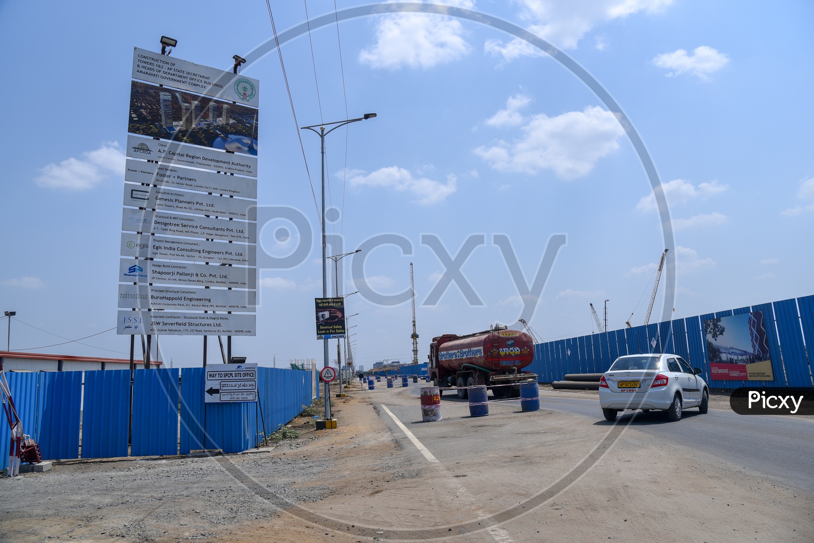 Site Indication Boards Of  AP State Secretariat Towers And HODs Office Buildings at Construction Premise
