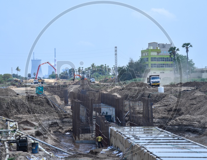 Work In Progress Of Under ground Water Channels In Amaravati Capital Region