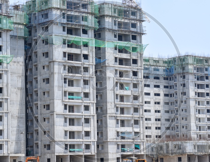 Construction Of High Rise Buildings At a Construction Site