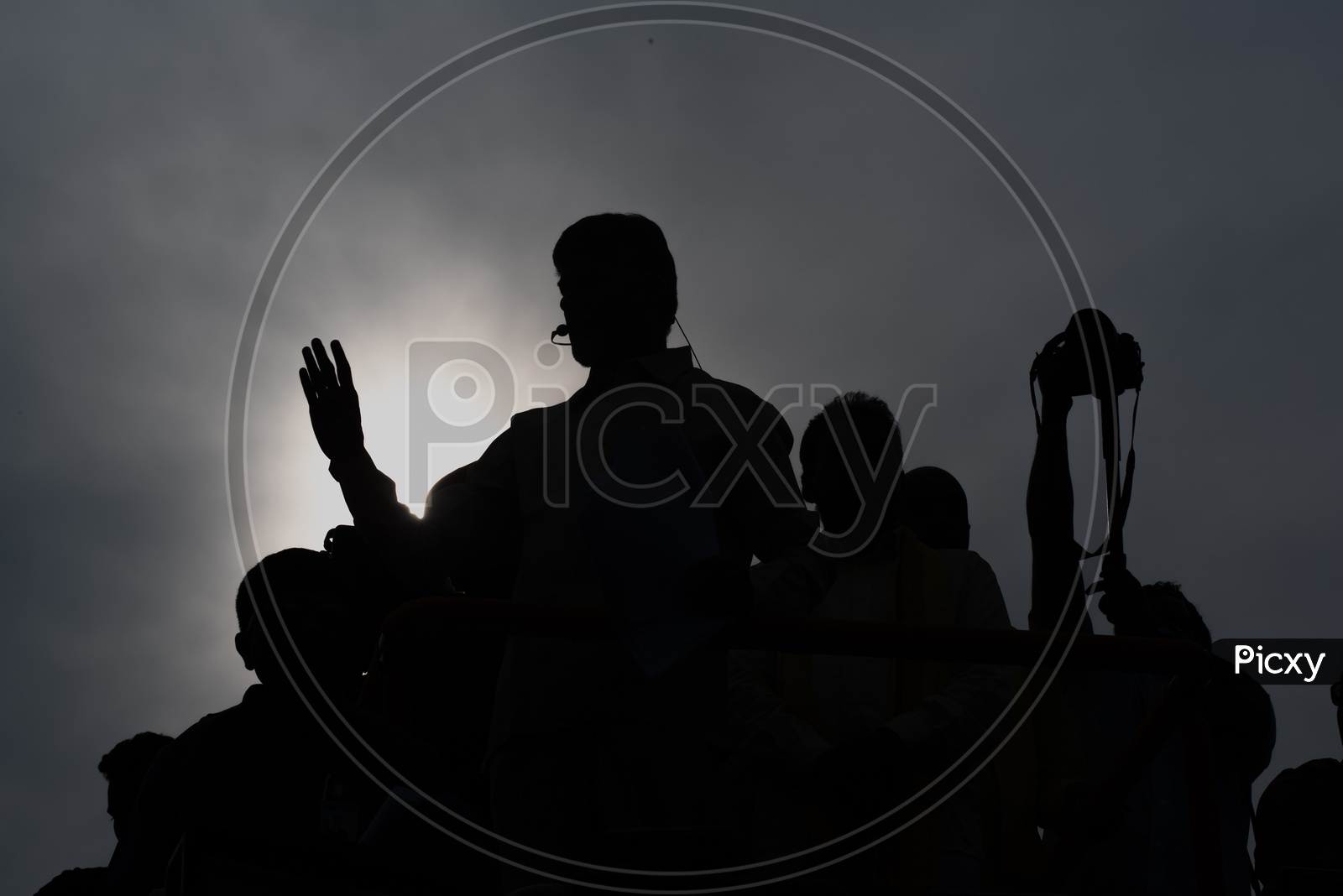 Silhouette Of Nara Chandra Babu Naidu  Speaking In a Road Rally During Election Campaign