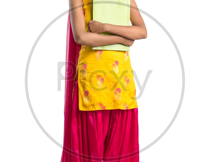 Beautiful Indian Office Going  Girl With File Folder in Hand