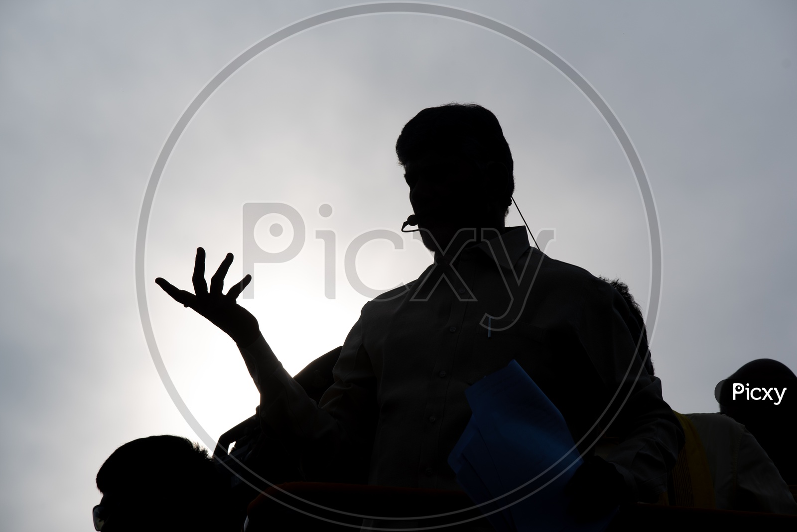 Silhouette Of Nara Chandra Babu Naidu Speaking In A Road Rally During Election Campaign