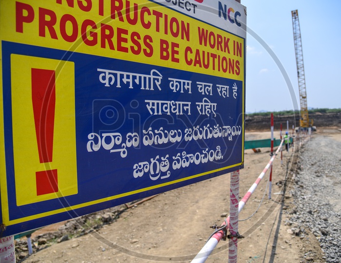 Caution Hoardings by Construction Company at Working Sites