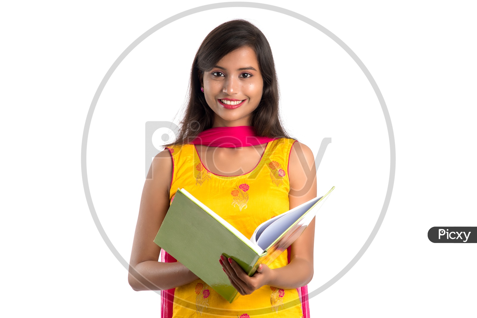 Beautiful Indian College Going Girl With a Book  in Hand