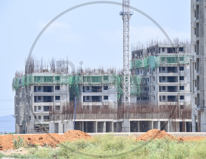 Construction Of High Rise Buildings At a Construction Site