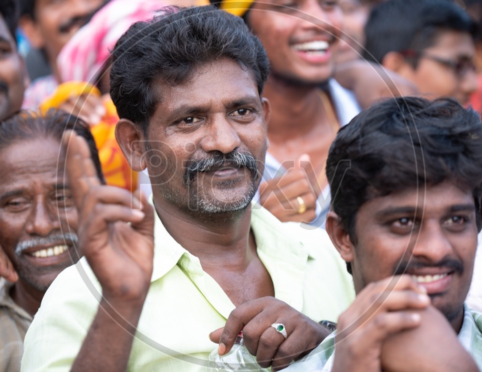 Happy   Party Supporters Of TDP  Party During Road Rally Shows