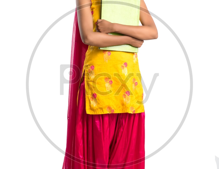 Beautiful Indian Office Going  Girl With File Folder in Hand