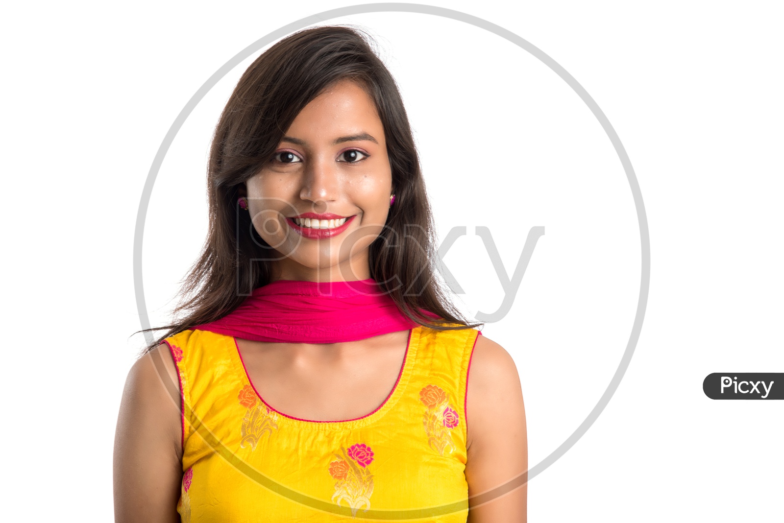 Portrait Of  a Happy  Beautiful Indian Girl with Smile Face