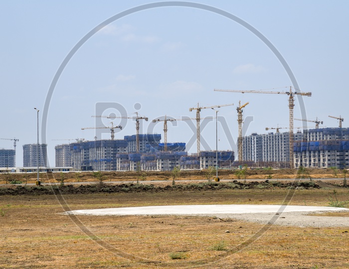 Construction of High Rise Buildings And Heavy Cranes At Amaravati Capital Region