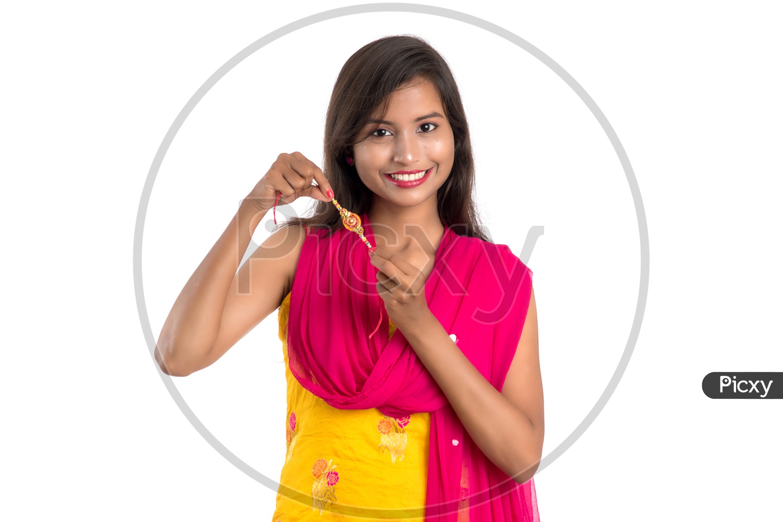 Image Of Beautiful Indian Girl Showing Rakhis On Occasion Of Raksha 9384