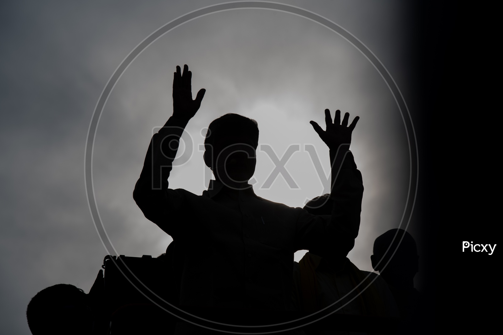 Silhouette Of Nara Chandra Babu Naidu Speaking In A Road Rally During Election Campaign