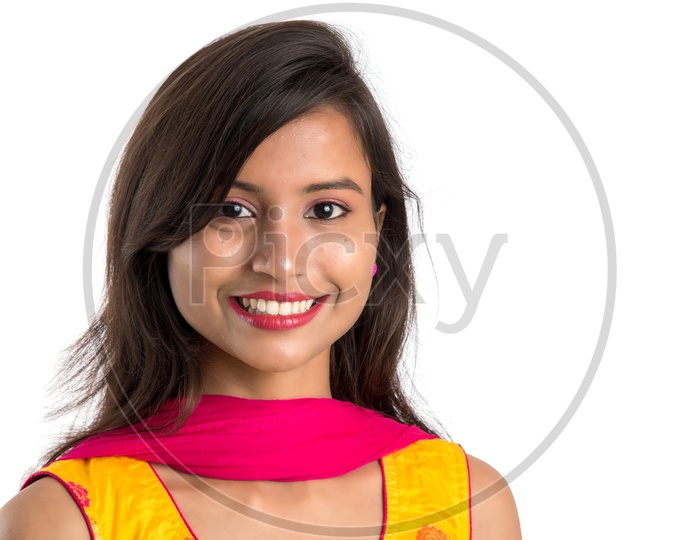 Portrait Of   a  Happy  Beautiful Indian Girl with Smile Face