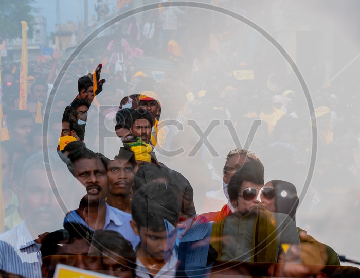 Nara Chandra Babu   Naidu  Luminous Exposure over The Crowd  , During Election Campaign Rally