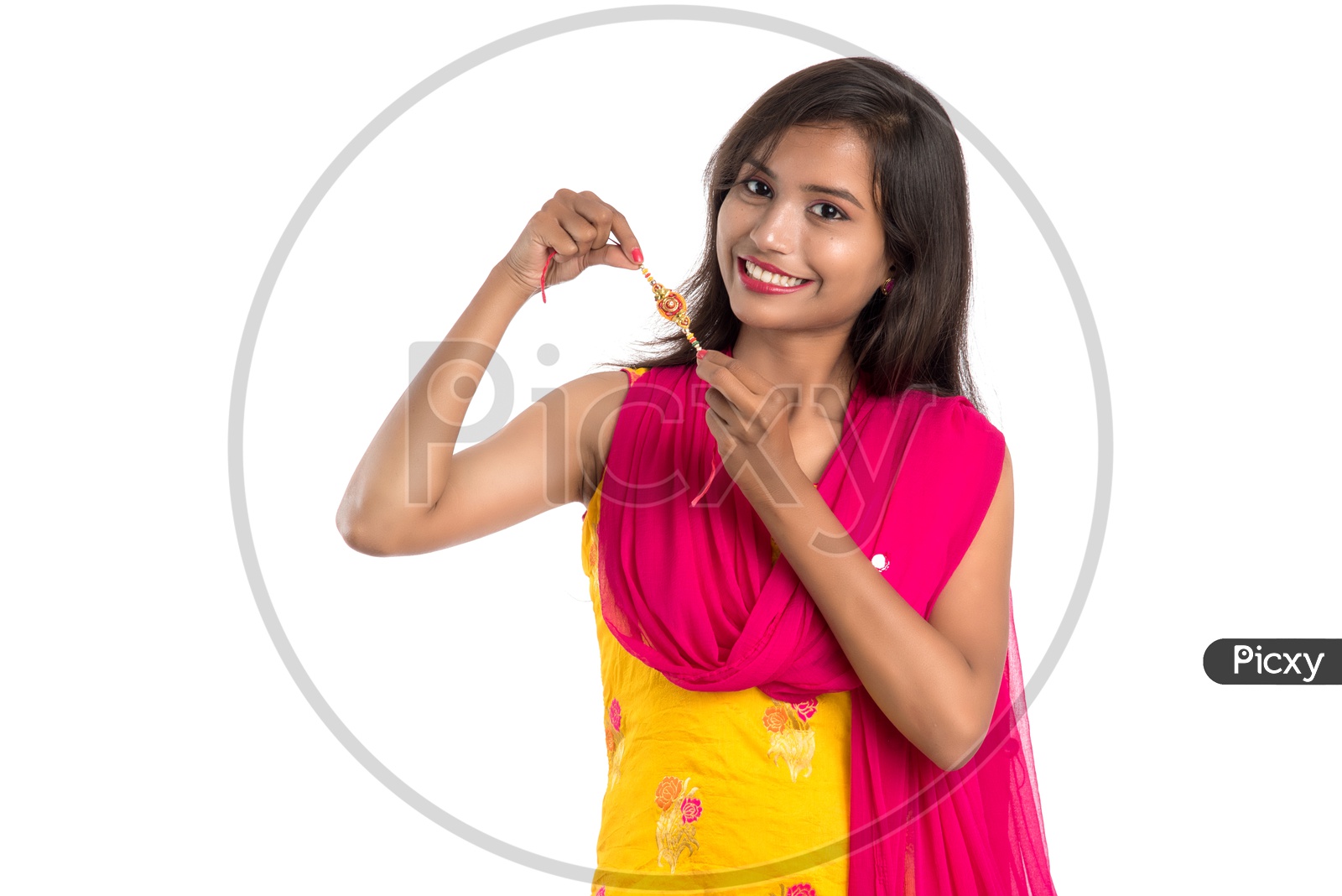 Image Of Beautiful Indian Girl Showing Rakhis On Occasion Of Raksha 5680