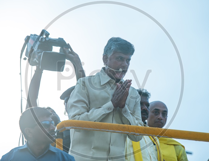 Nara Chnadra Babu Naidu Speaking On a Road Rally Sow During Election Campaign