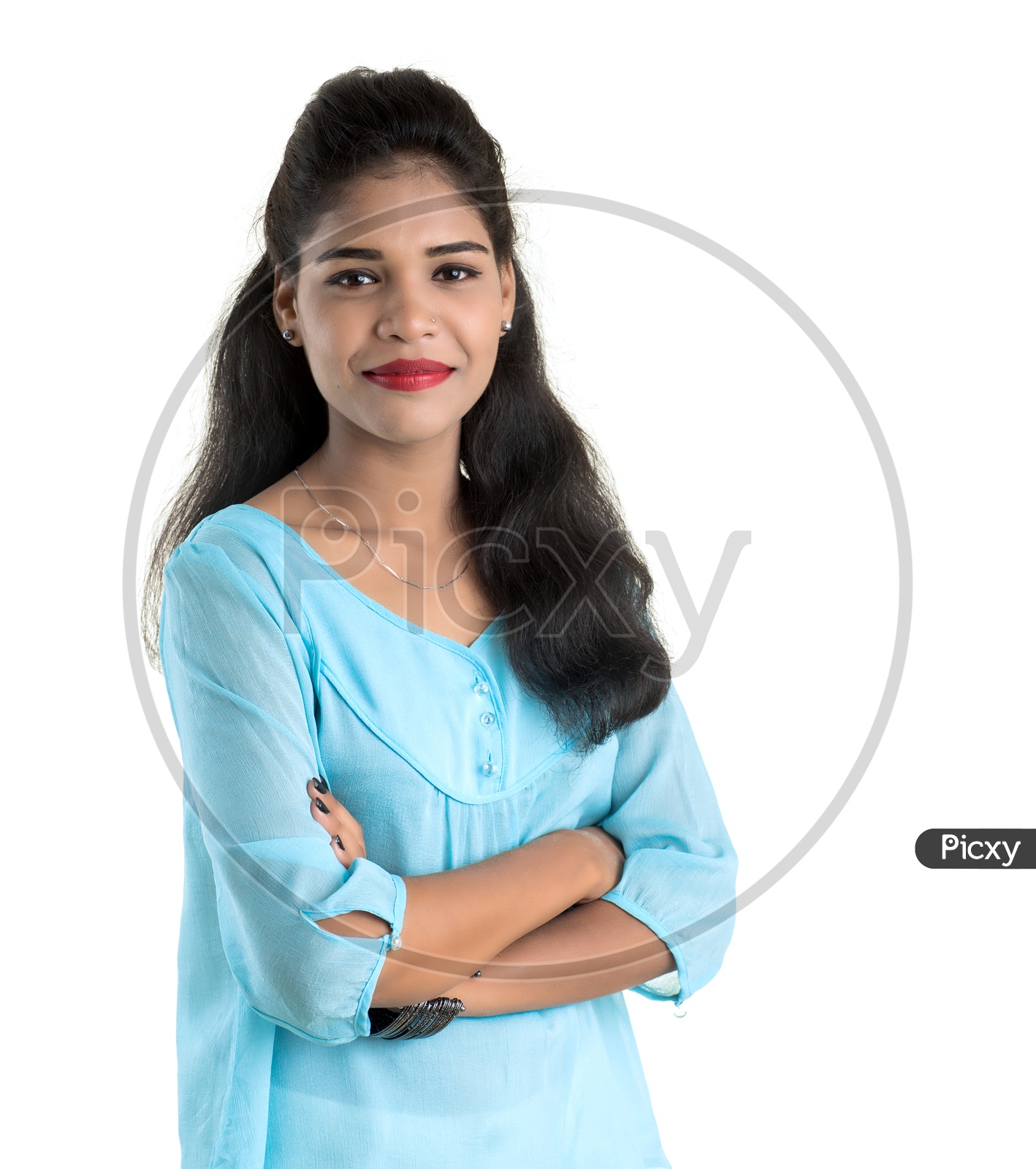 Portrait Of a Young Indian Girl With a Smile Face and Posing On an Isolated White Background