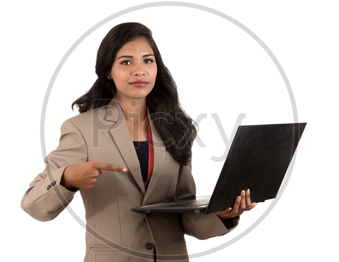 Young Indian business woman with a laptop