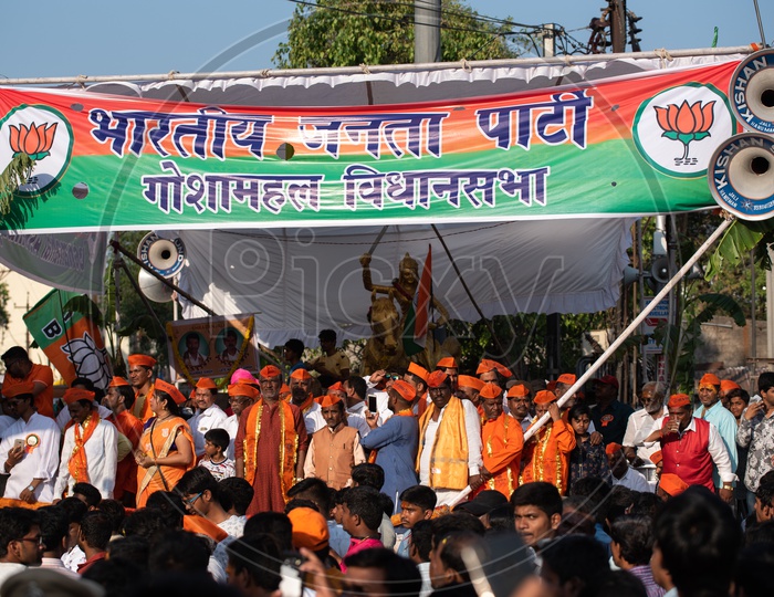 Devotees participating during Shri Rama Shobha Yatra in Hyderabad