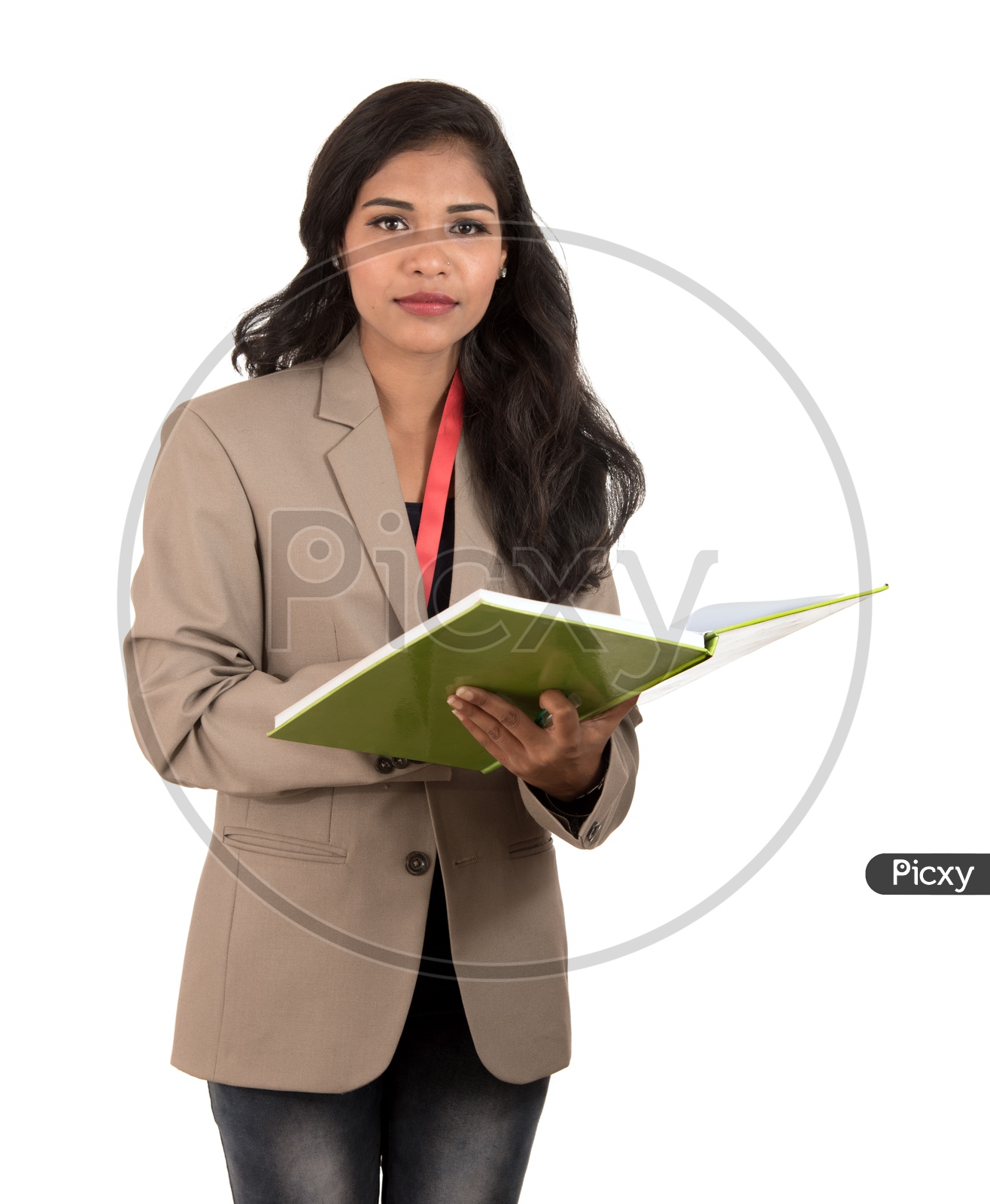 Young Indian business woman holding a book