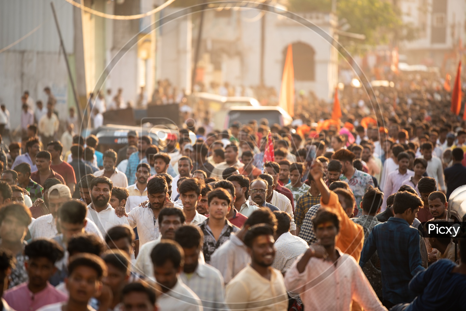 Massive crowd gathering at Shri Rama Shobha Yatra in Hyderabad
