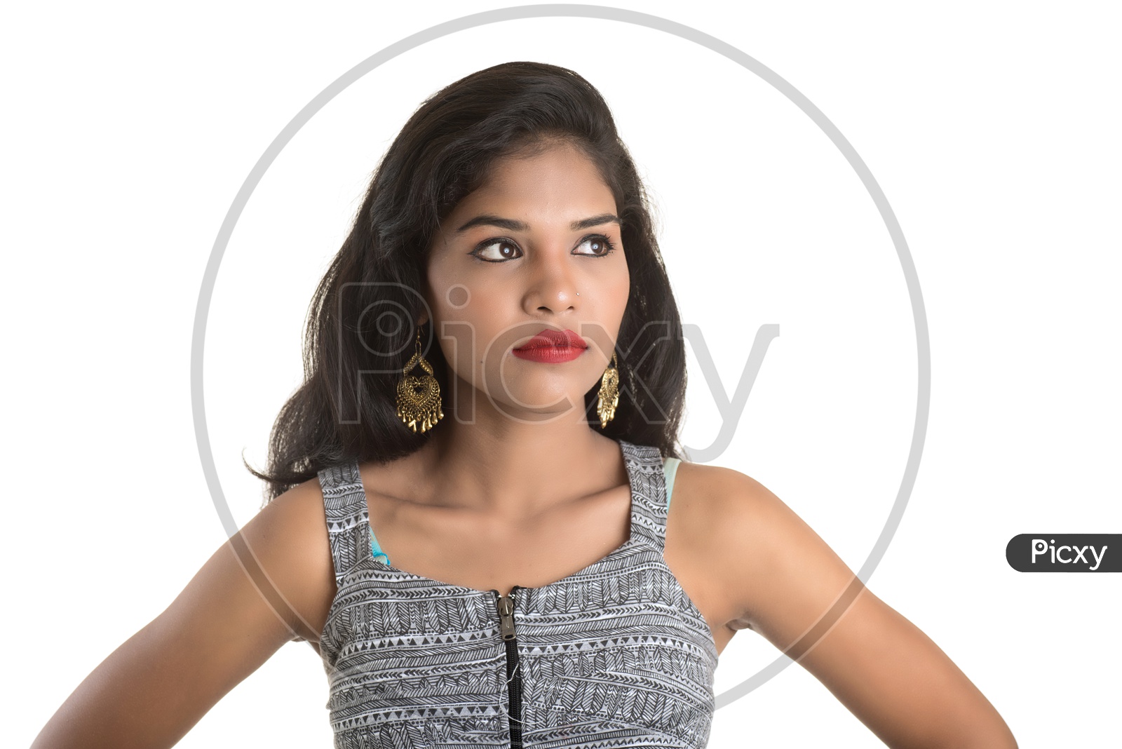 Portrait Of a Pretty Young Girl Posing On an Isolated White Background