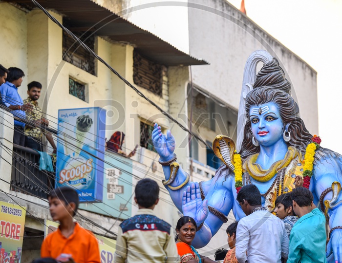 Lord Shiva statue at Shri Rama shobha yatra in Hyderabad