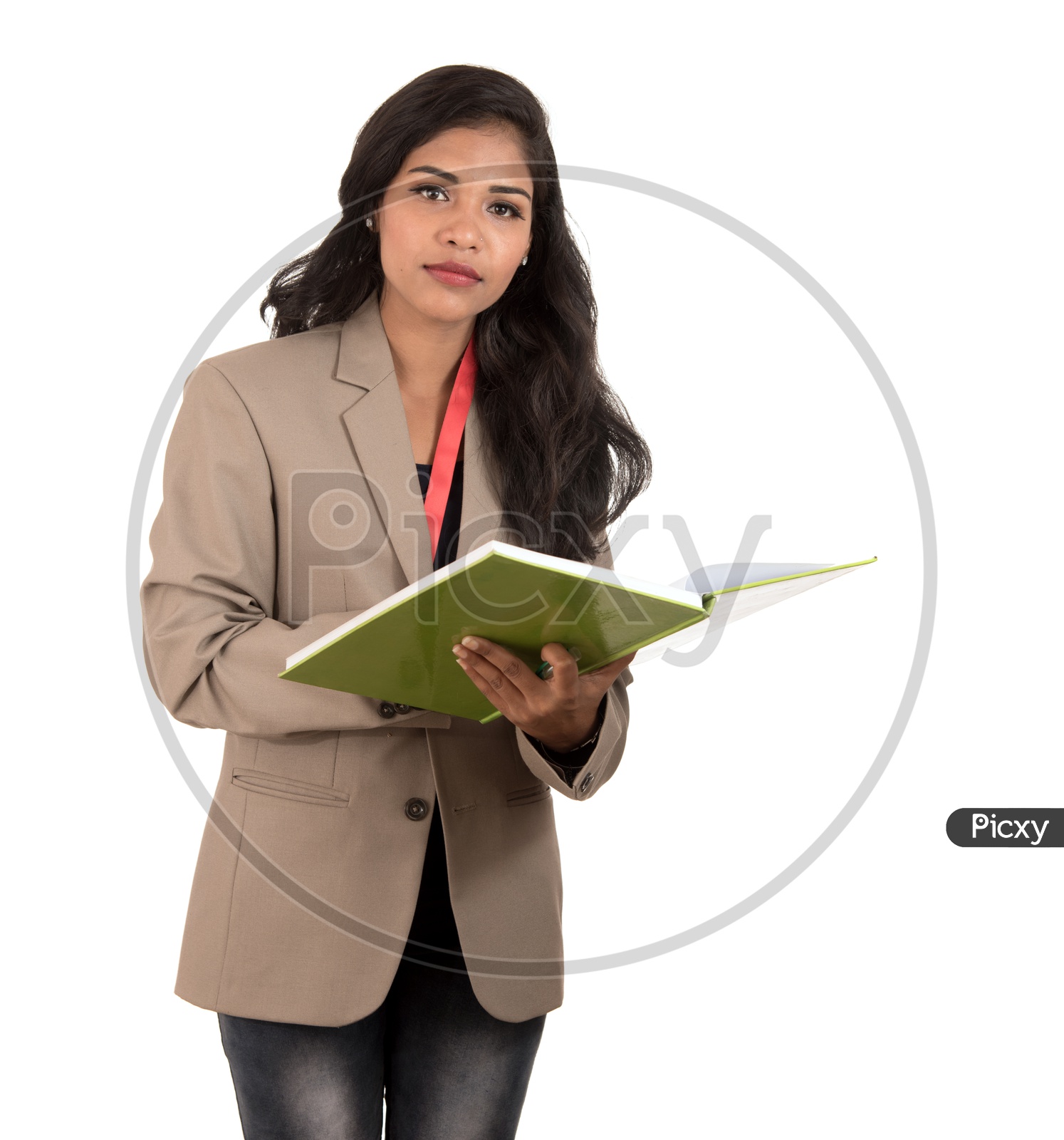 Young Indian business woman holding a book