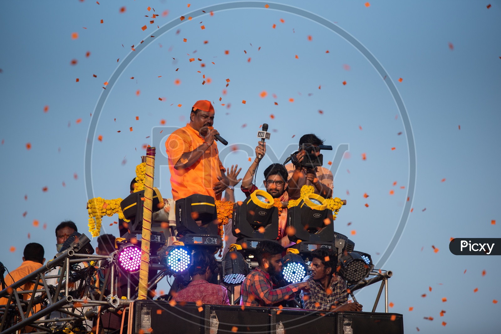T. Raja Singh speaking to the crowd at Shri Rama Shobha Yatra in Hyderabad