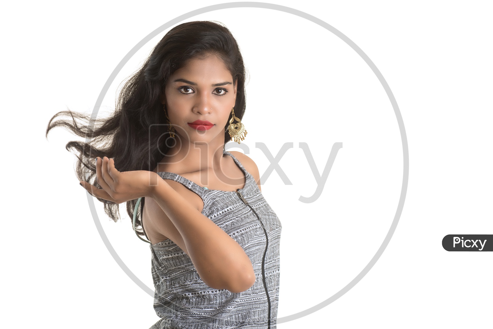 Portrait Of a Young girl Posing On an Isolated White Background