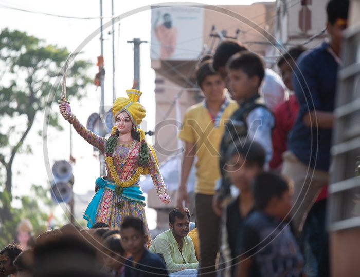 Idol of Rani Avanti bai procession at Shri Rama Shobha Yatra in Hyderabad
