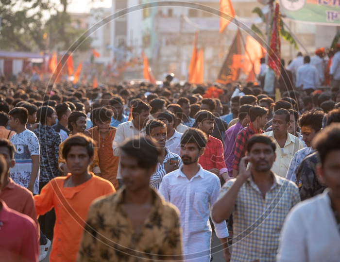 Crowd at Shri Rama shobha yatra in Hyderabad