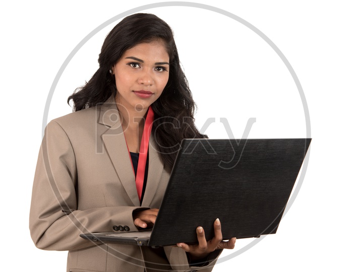 Indian business woman with a laptop