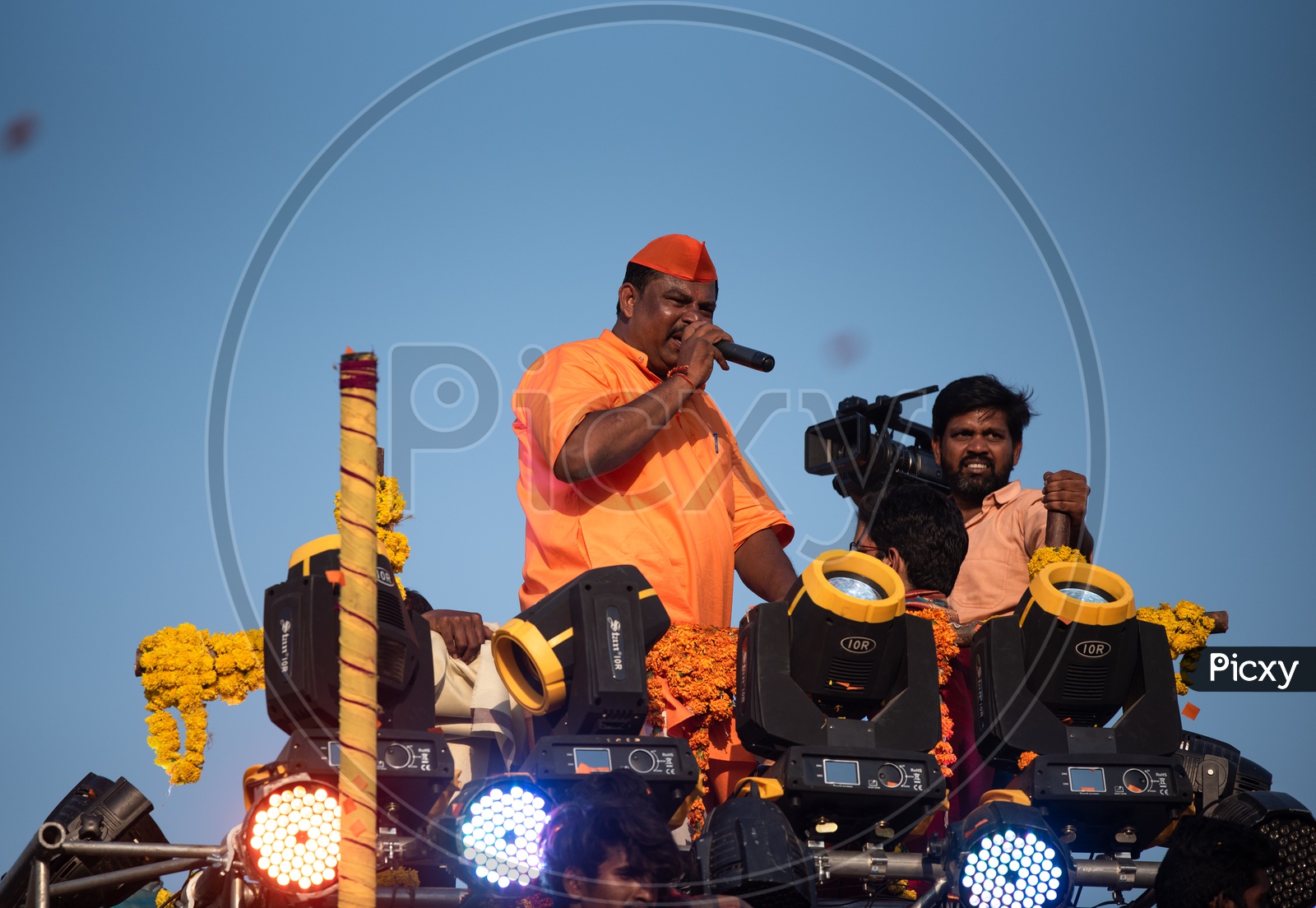 T. Raja Singh, MLA speaking to the crowd at Shri Rama shobha yatra in Hyderabad