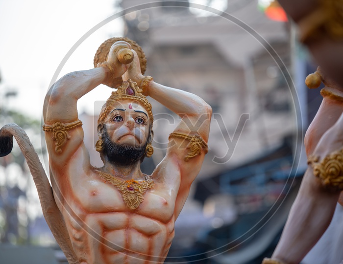 Lord Hanuman procession at Shri Rama Shobha Yatra in Hyderabad