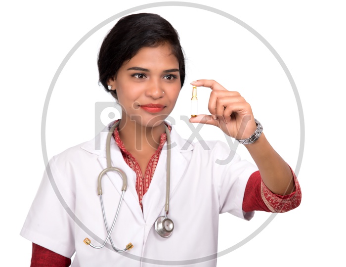 Indian Female Doctor holding an ample
