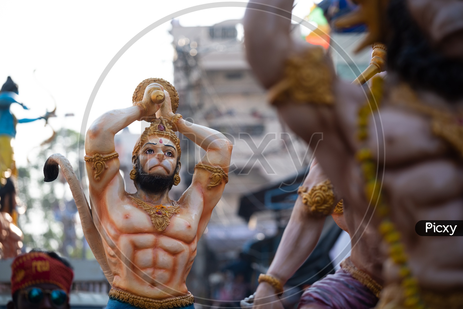 Lord Hanuman statue at Shri Rama Shobha yatra in Hyderabad