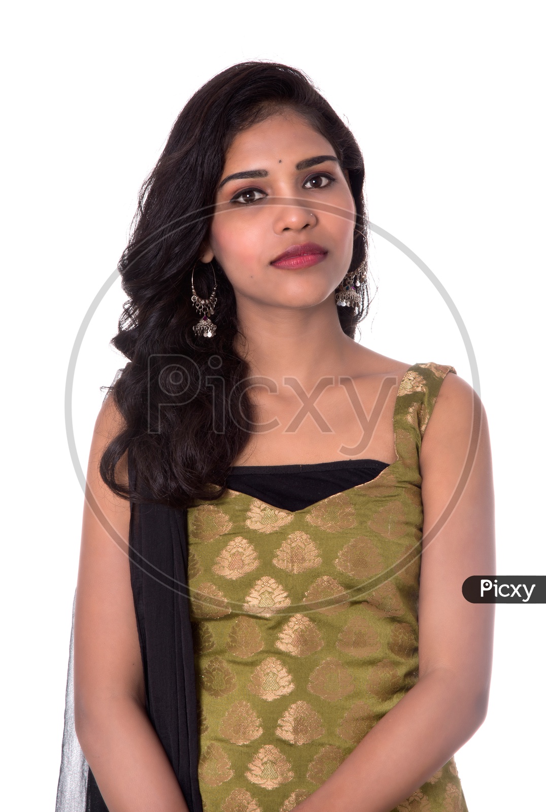 Portrait Of a beautiful Girl On White Background