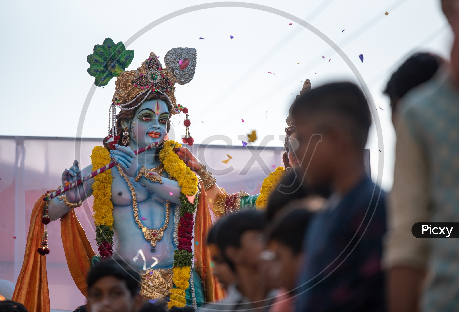 Lord Sri Krishna statue at Shri Rama shobha yatra in Hyderabad