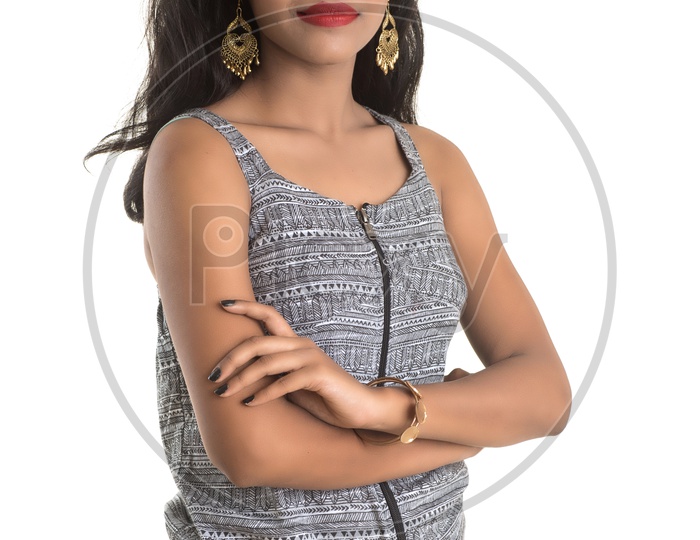 Portrait Of a Pretty Young Girl Posing Over an Isolated White Background