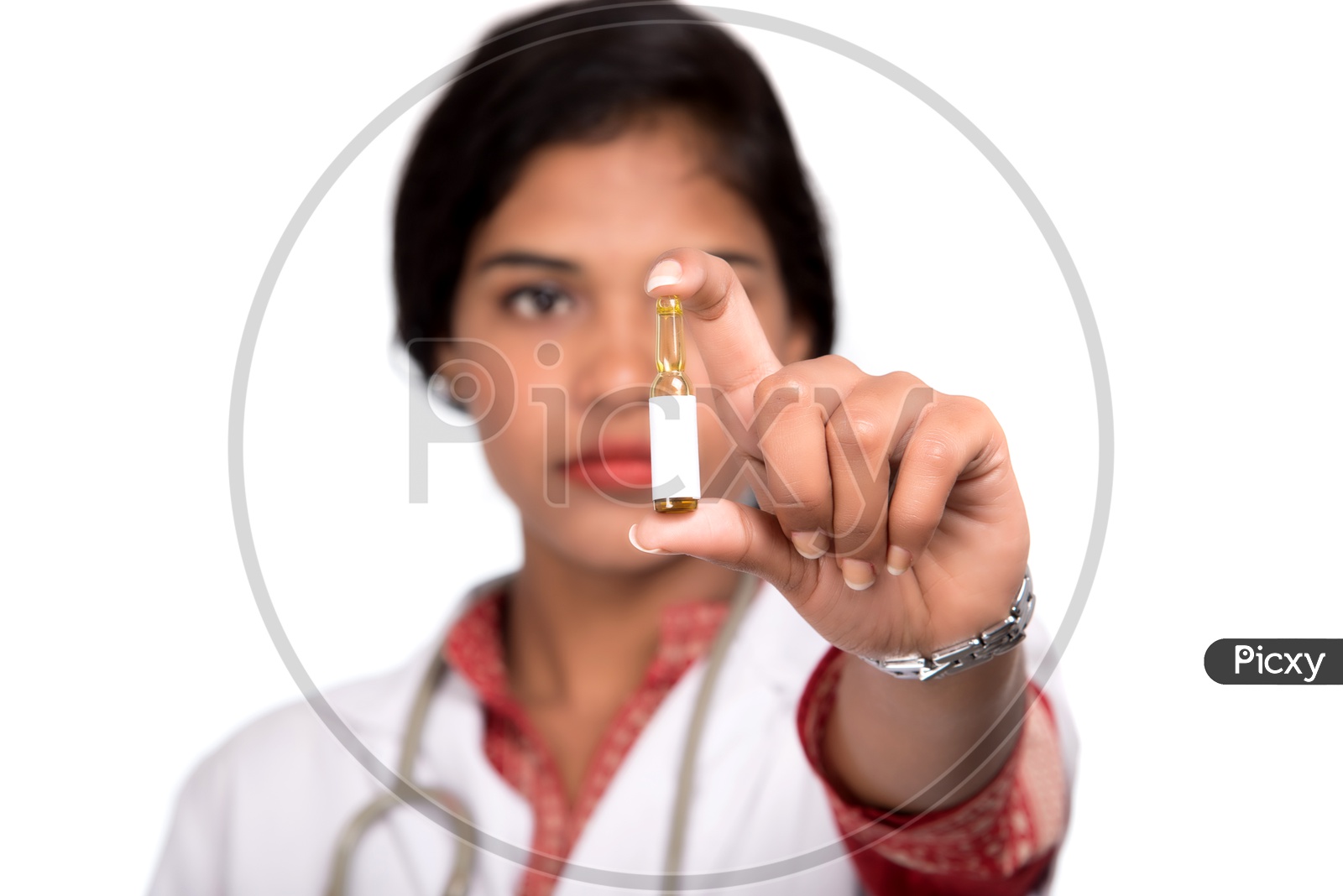 Indian Female Doctor holding an ample