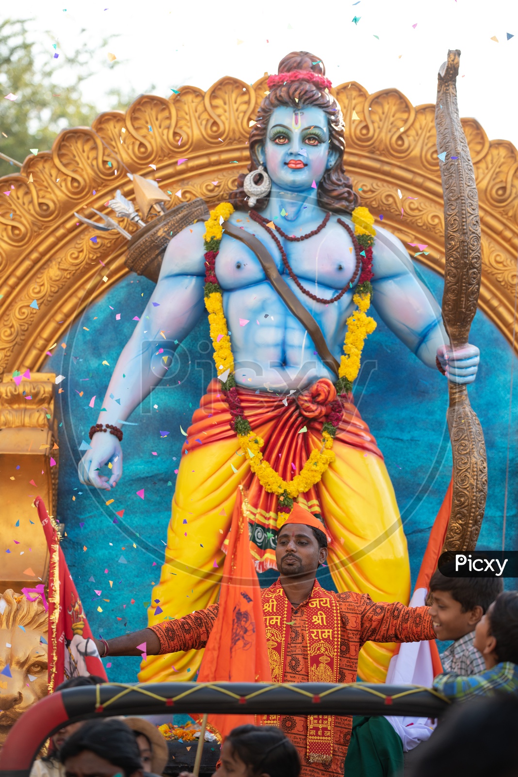 Lord Sri Rama statue at Shri Rama Shobha yatra in Hyderabad