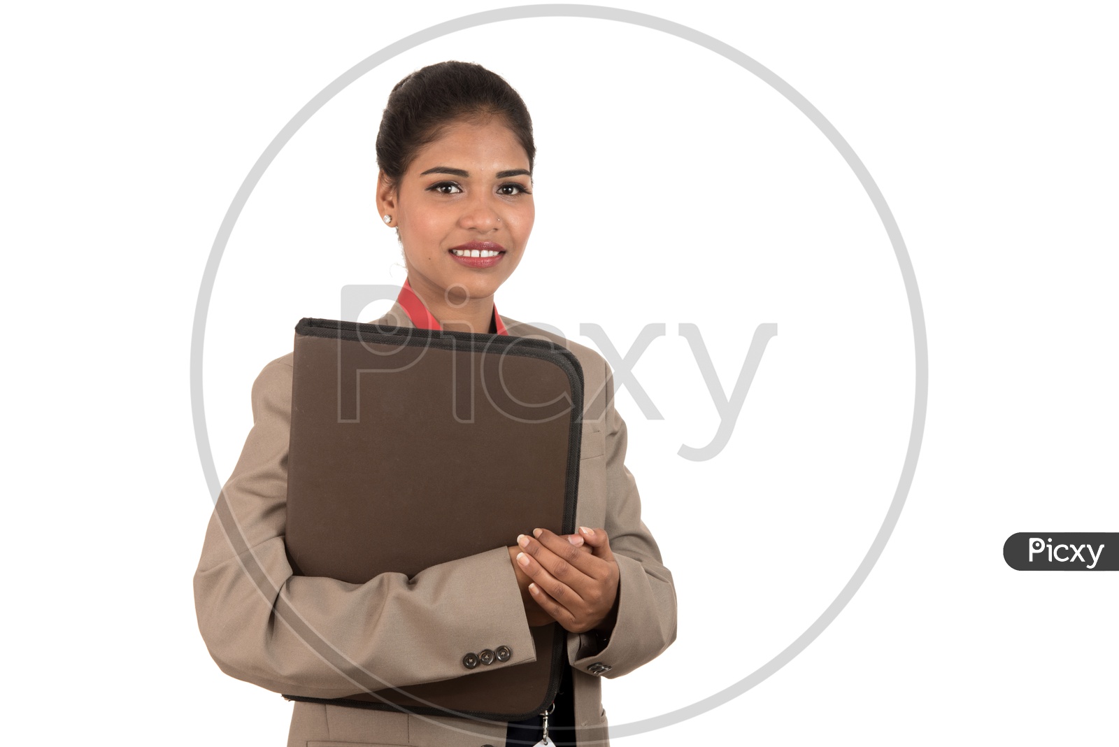 Young Indian business woman holding folder