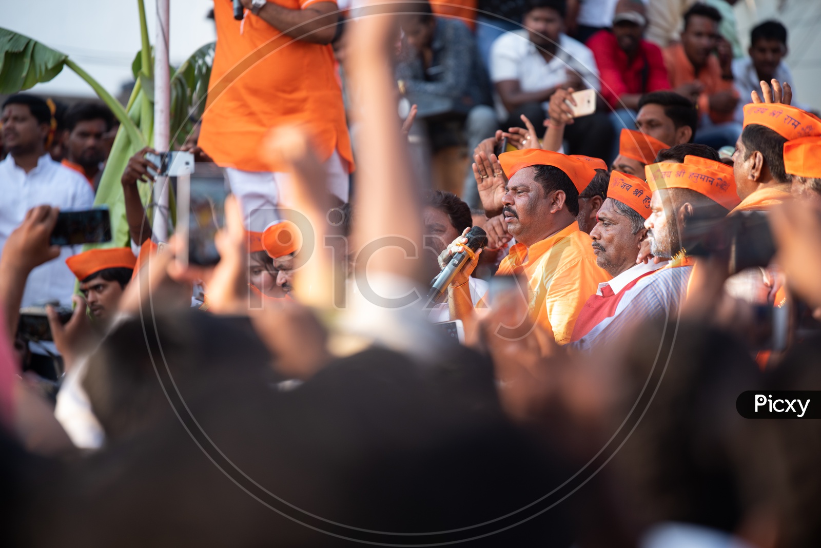 T. Raja Singh, MLA speaking to the crowd at Shri Rama shobha yatra in Hyderabad